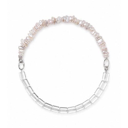 White Triangle Crystal Baroque Necklace