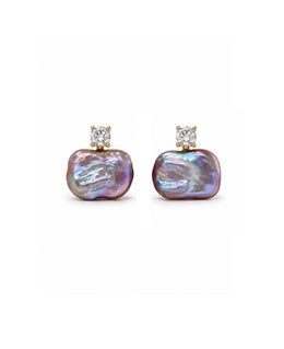 Bold Iridescent Baroque Pearl Stud Earrings